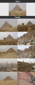 Figure 18: Search our vacation image dataset for pictures of the pyramids and Egypt.
